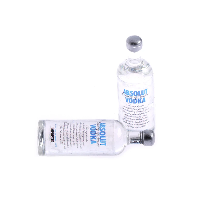 

2Pcs 1:12 Scale Simulation Wine One Bottle Vodka BJD Dollhouse Miniature Toy Doll Food Kitchen Living Room Accessories