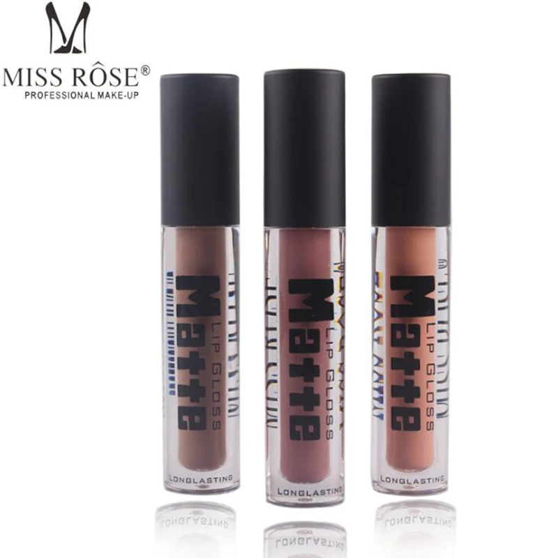 

MISS ROSE 12-color matte lip gloss transparent tube is not easy to stick cup is not easy to fade waterproof lip glaze make-up
