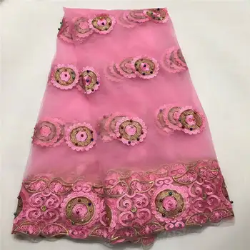 

Black And Light peach French Tulle Lace Fabric Embroider With Stones, 5 Yards African Net Lace Fabric For Dress Sewing