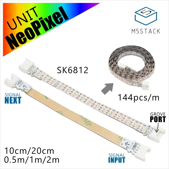 

M5Stack Official NeoPixel RGB LEDs Cable SK6812 with GROVE Port 2m/1m/50cm/20cm/10cm