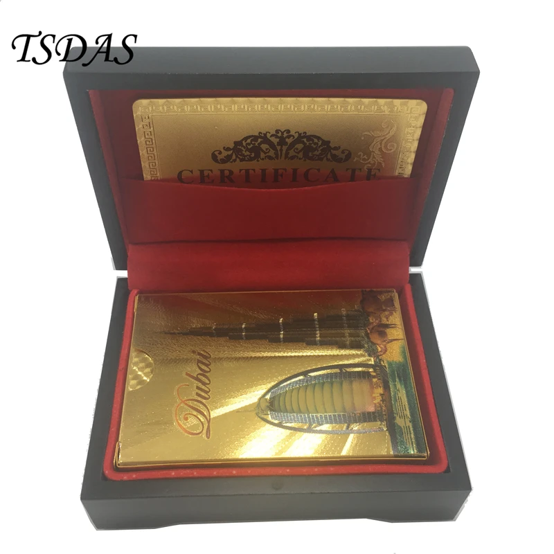 8.8*5.7cm Gold Poker Cards Dubai Scenery Best Hand Feel Plastic Playing