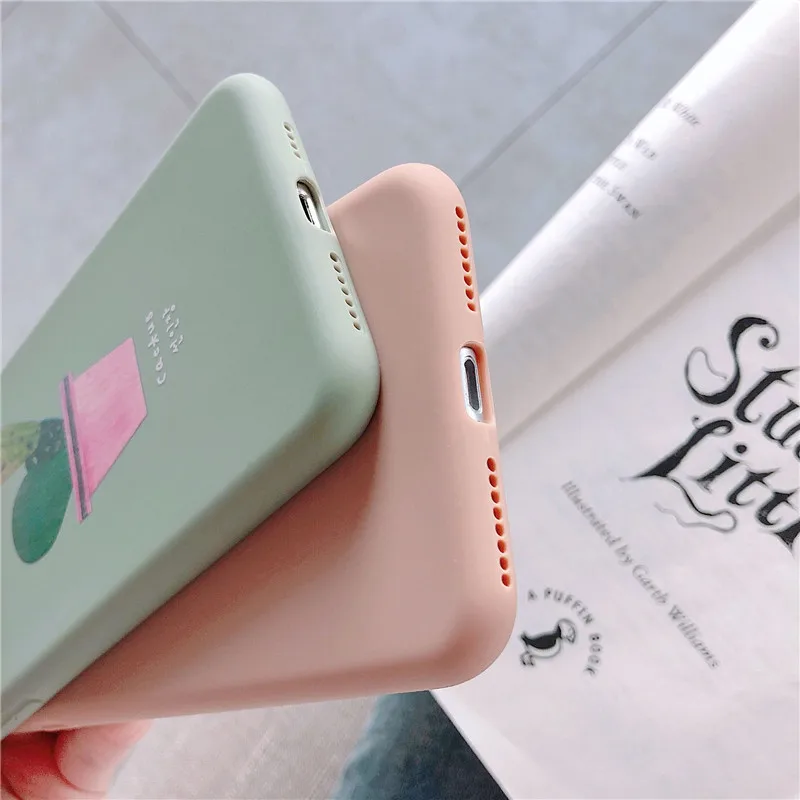 Silicone Cactus Cute Case For iPhone 8 8plus 7 7 Plus Cases Soft Phone Case For iphone 6 s 6s Plus X XR XS Max Cases Cover Coque
