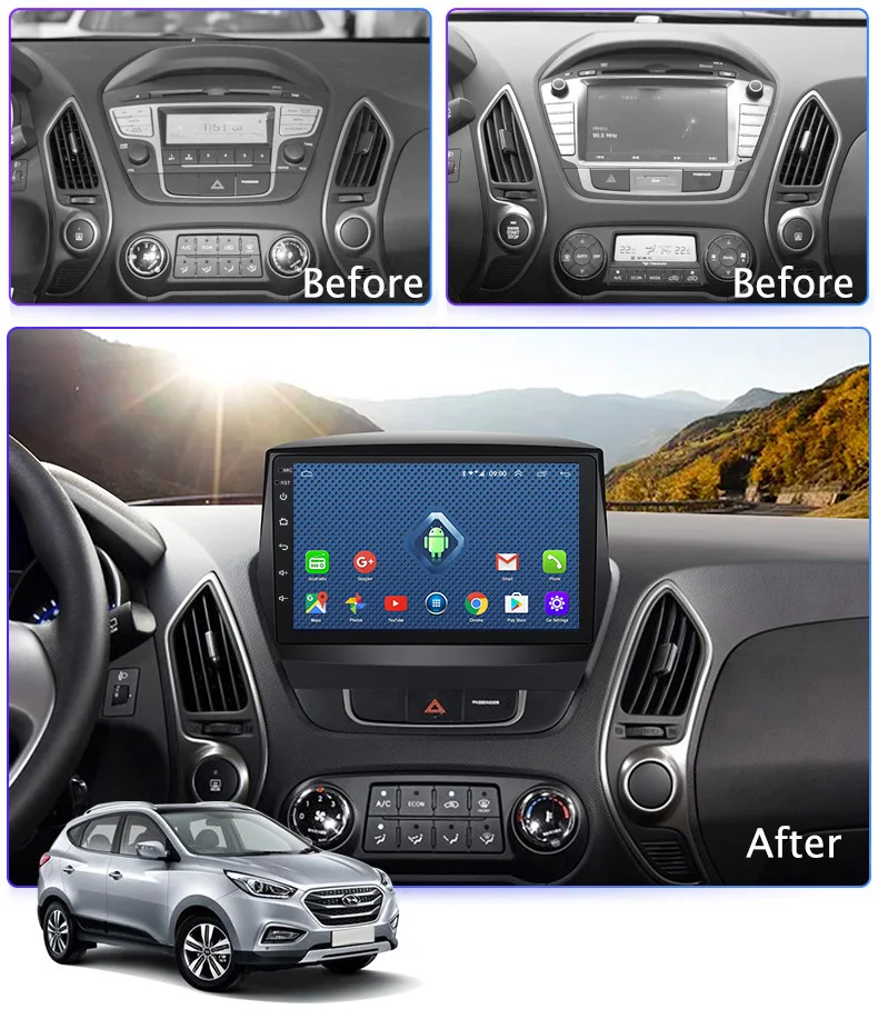 Cheap 4G Lte All Netcom 9 inch android 8.0 Car Radio DVD Player for Hyundai IX35 2010-2013 GPS Navigation 3