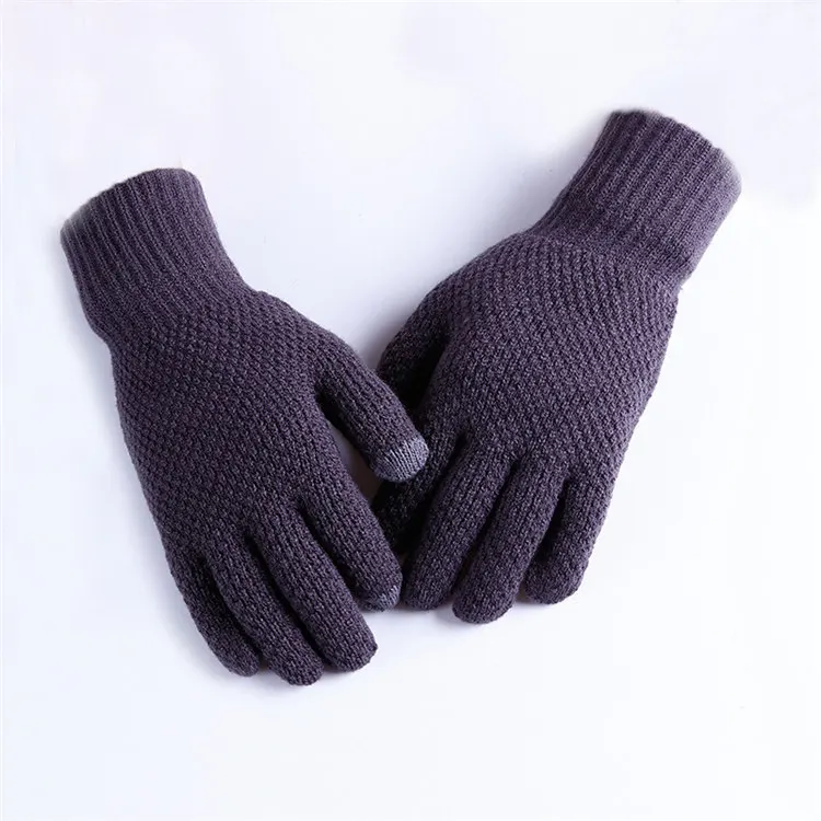 Зимние трикотажные перчатки мужские перчатки с сенсорным экраном осенние уличные теплые перчатки для верховой езды с солнцезащитным экраном мужские бархатные рукавички перчатки - Цвет: Серый