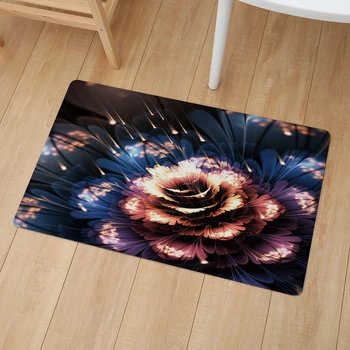 

3D Flower PVC Leather Mats 46*76cm Waterproof Kitchen Carpet Entrance Non Slip Living Room Decor Plant Floral Door Mat Rugs