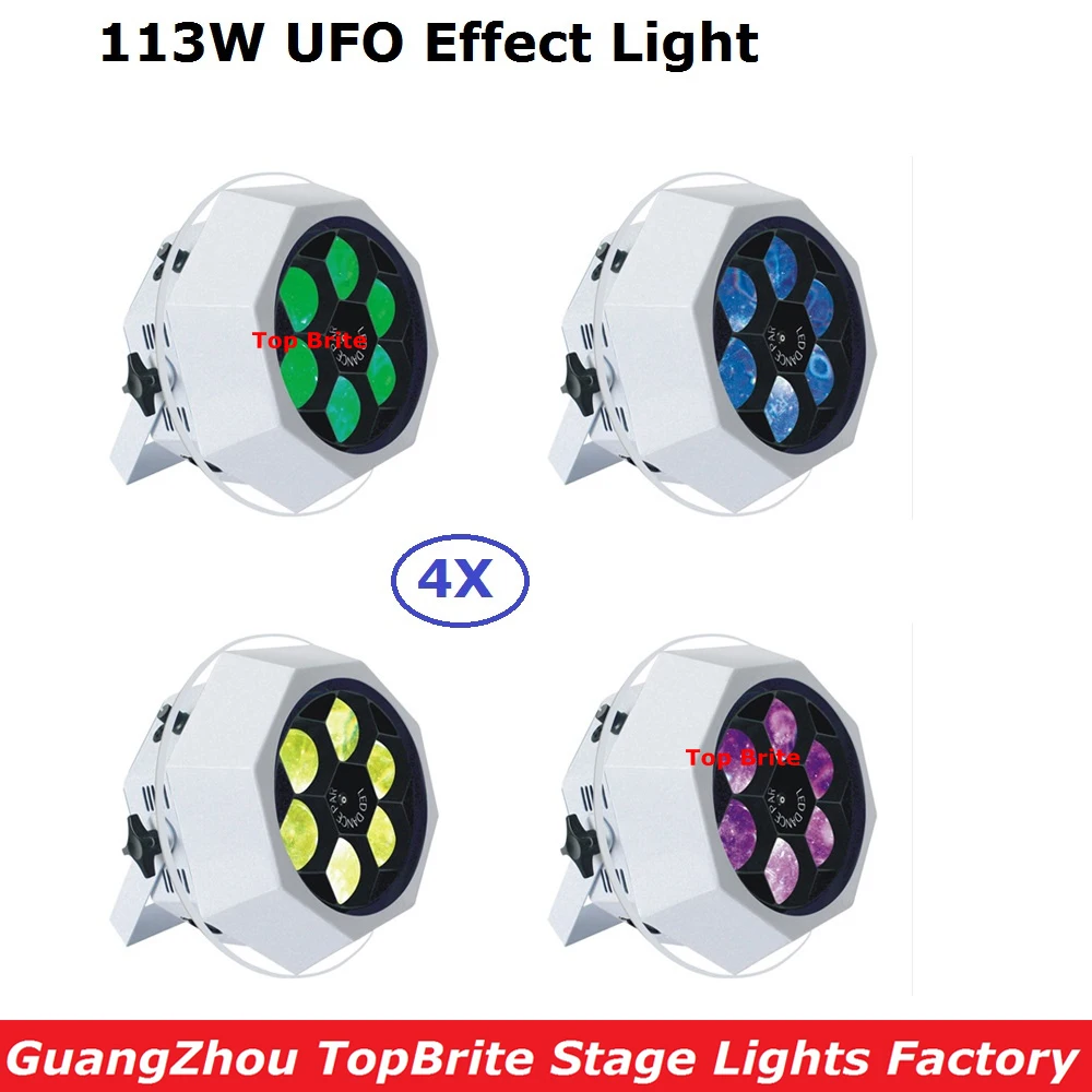 

New Arrival 4 Unit LED Bee Eye UFO Effect Light 6X15W 4IN1 RGBW With Safety Cable XLR-3 Pin DMX IN/OUT 110-240V Free Shipping