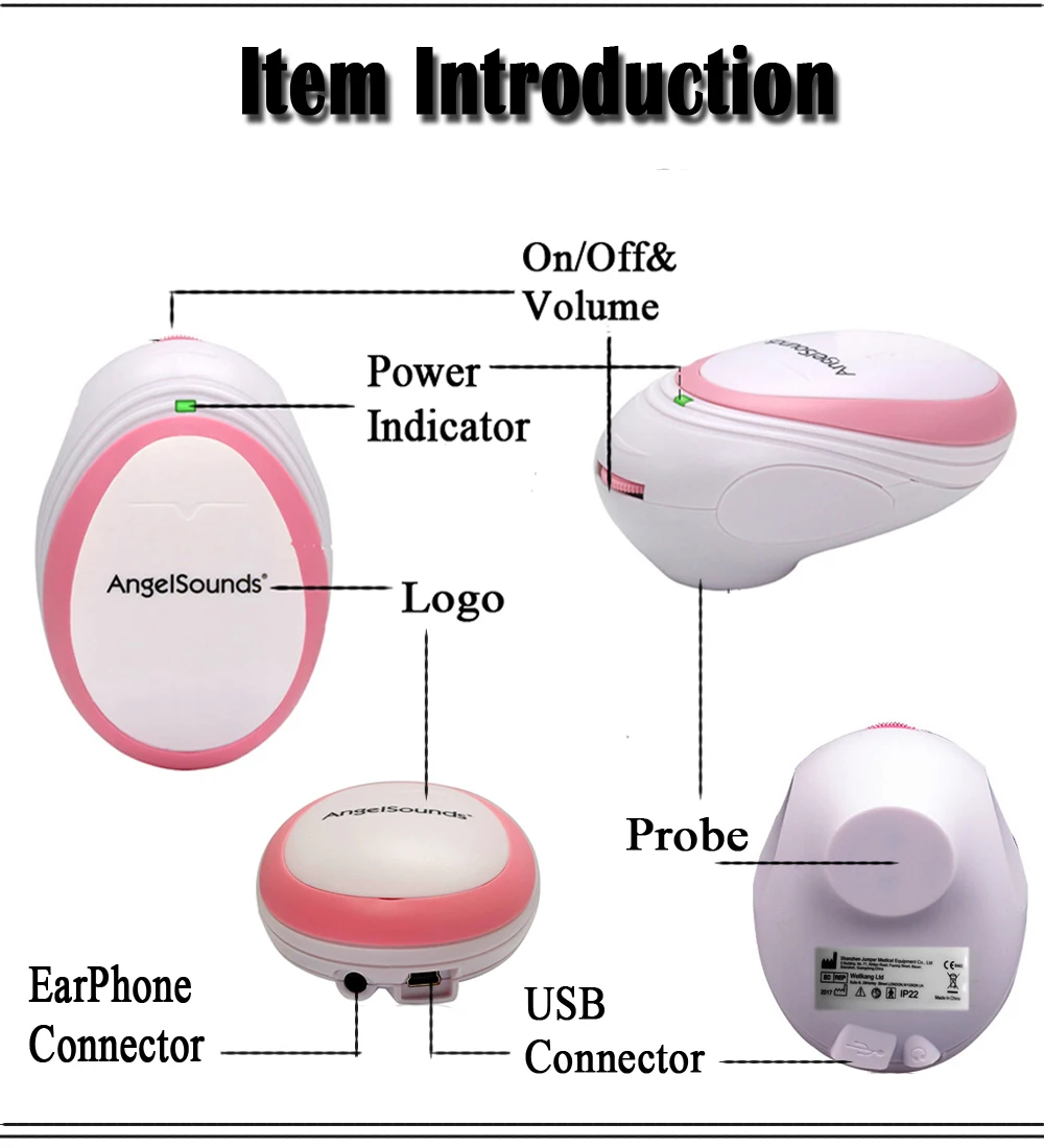 Слушайте сердце вашего ребенка! Фетальный допплер Angelsounds портативный монитор сердца плода, с наушником и USB кабелем для беременности