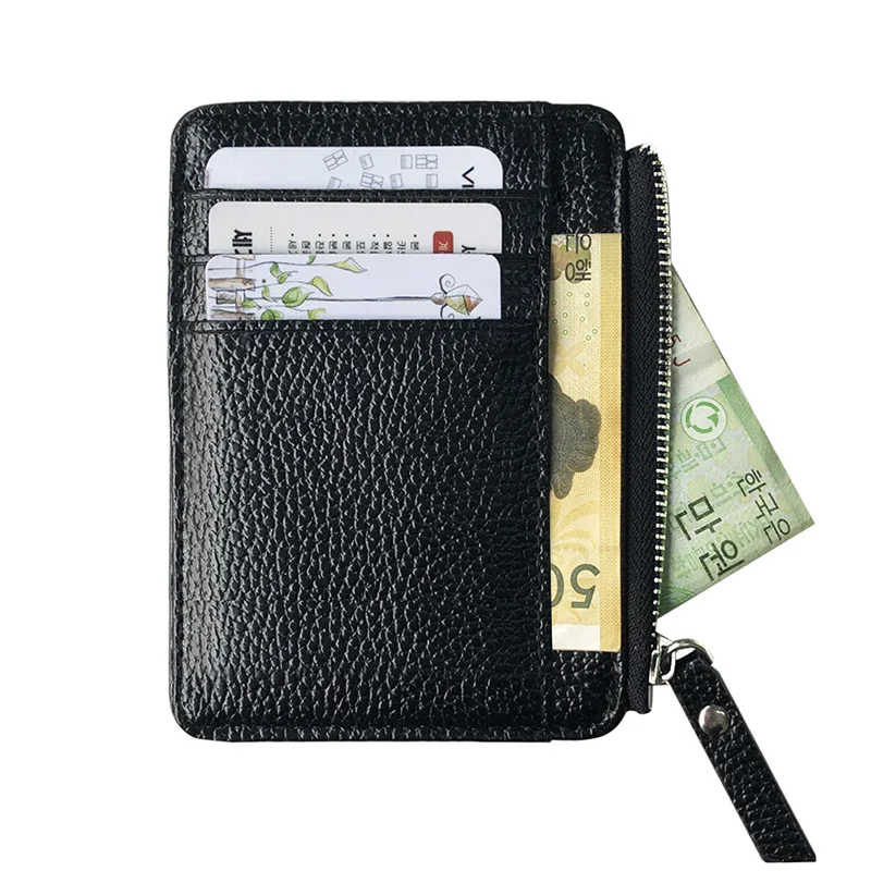 

2019 Men Wallet Solid Color Textured PU Zipper Card Holder Mini Coin Purse WML99