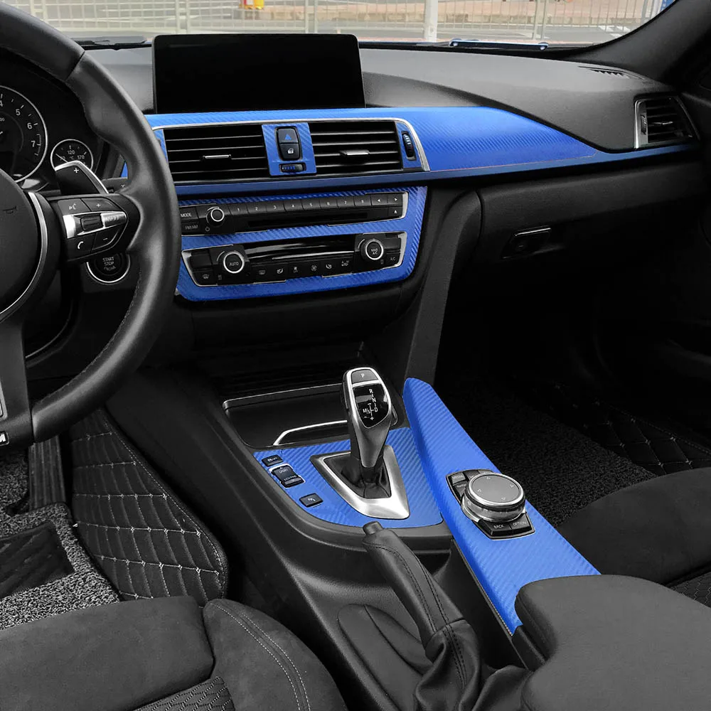 Внутренняя центральная консоль управления, панель выхода из углеродного волокна, защитная пленка, наклейка, автомобильный Стайлинг для BMW F30 F35, аксессуары - Название цвета: carbon fiber blue