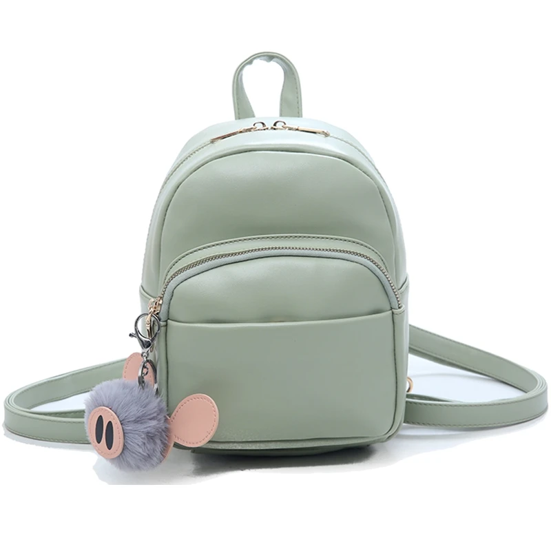 

Hair Ball Pendant Mini Backpack Female Pu Leather Cute Backpack Female White Backpack Teen Girl Fashion Backpack