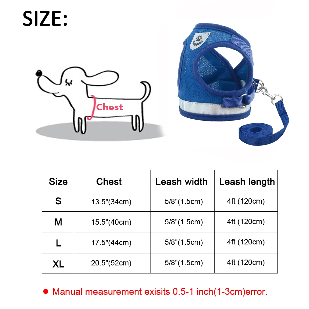 Светоотражающий Поводок для маленькой собаки и поводок набор мягкий дышащий щенок чихуахуа жгут жилет поводок для маленьких средних собак Бульдог - Цвет: Mesh Blue
