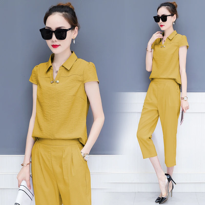 

Women Summer Tracksuits Short Sleeve Tops And Long Pants 2 Piece Set Woman Sport Pants Suits Set Lady Fashion Woman Tracksuit