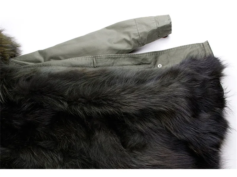 Модное зимнее женское пальто Куртка из натурального меха лисы Куртки с теплым мехом Куртки с воротником из натурального меха енота Парка Топ бренд