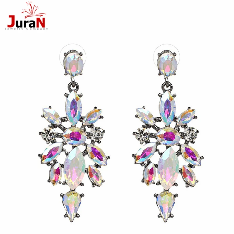 

JURAN 3 Colors 2019 New Fashion Full Crystal Stud Earrings For Women Original Authentic Jewelry Gift Statement Jewelry Q2409-1