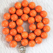 New orange artificial coral stone 8mm 10mm 12mm 14mm round beads fashion chains rope necklace diy jewelry making 18"B638