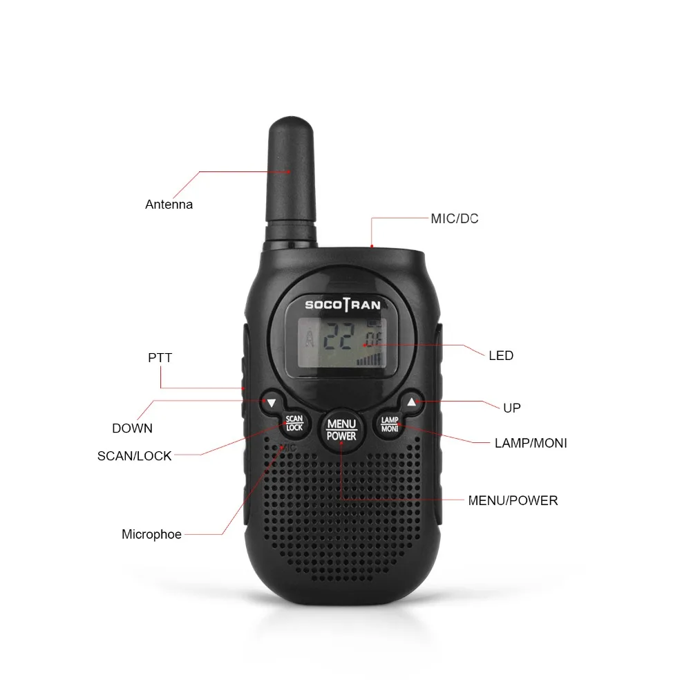 2 шт Мини рация детская радиостанция без лицензии FRS/GMRS 0,5 W 22CH VOX двухстороннее радио с перезаряжаемой литий-ионной батареей