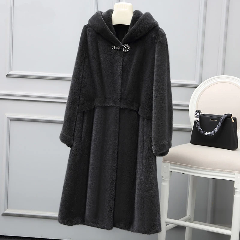 

Luxury mink fur coat women natural mink marten fur jacket for Russia winter high end quality coat elegant fashion NPI 81003C