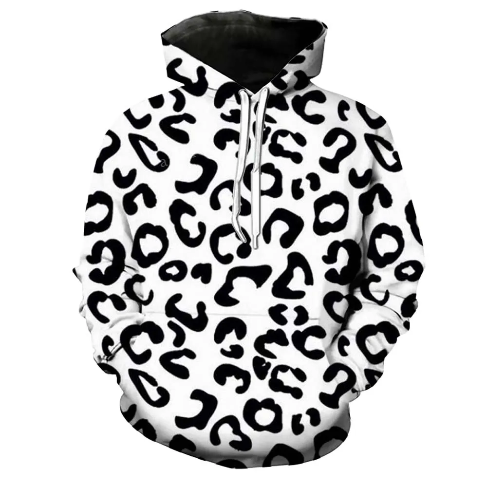 2019 3D print Hoodies Wave point men women Hoodie white black sweatshirt mens women teens Leopard print personality spring tops