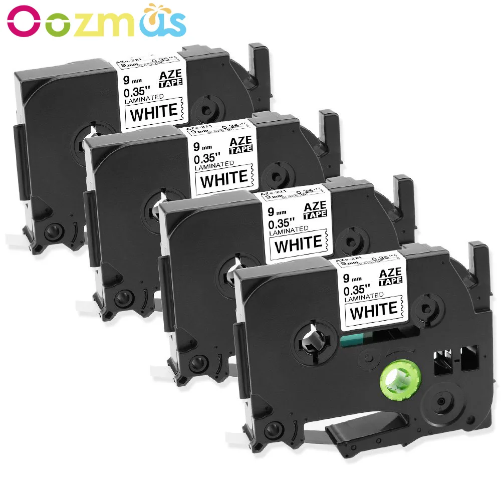 Oozmas 4 шт. TZe221 ламинированная этикетка лента 9 мм совместимая с TZe 221 TZ для принтера
