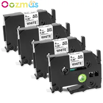 

Oozmas 4pcs TZe221 Laminated Label Tape 9mm Compatible for TZe-221 TZ-221 for Brother P-Touch Printer Black on White Label Maker