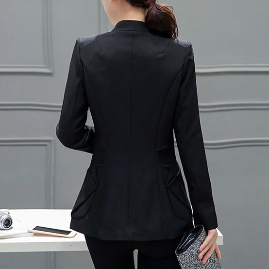 Autumn New Women's Blazer Mandarin Collar Pocket Design OL Formal Fashion Elegance Slim Style Large Size Hot Sale C96026D