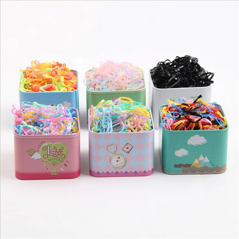Acessórios para o Cabelo Bandas de Cabelo Arco-íris dos Desenhos Bandas de Borracha Meninas Elástico Caixa Presente Hairband Kawaii Headdress Doces Cor Animados 800 Pçs - Set 4 cabelo elástico bandas de cabelo caixa presente