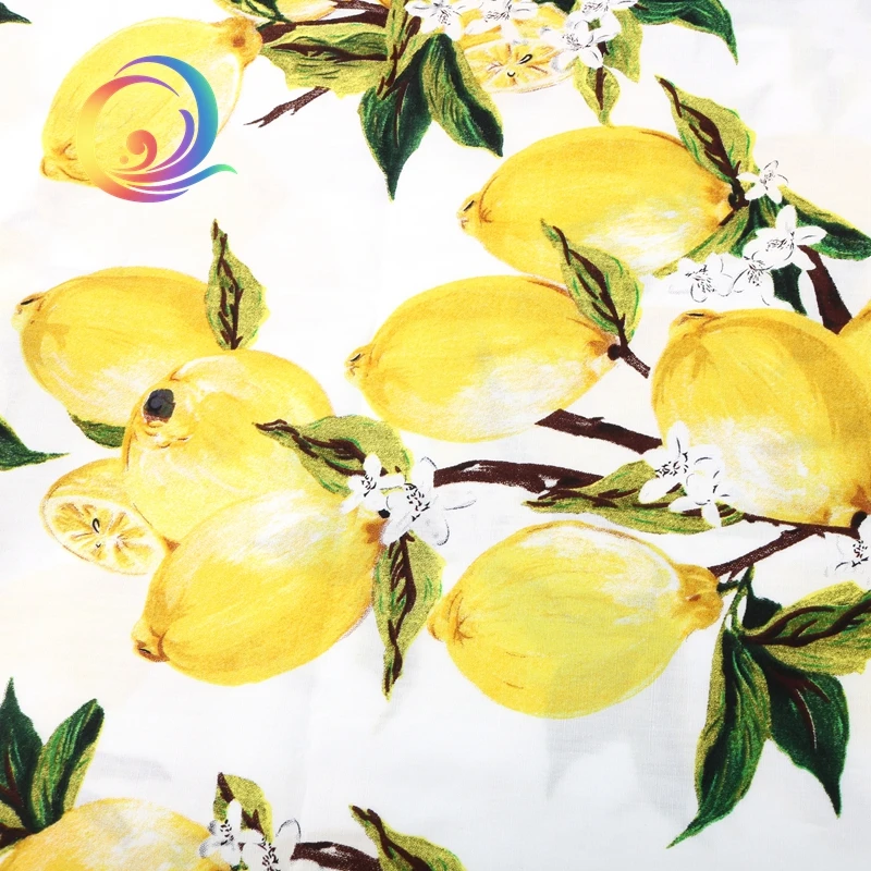 Haisen, ткань для летней одежды/Лимонная серия с рисунком/простой поплин с принтом/юбка/платье/рубашка материал/половина метра 50x145 см
