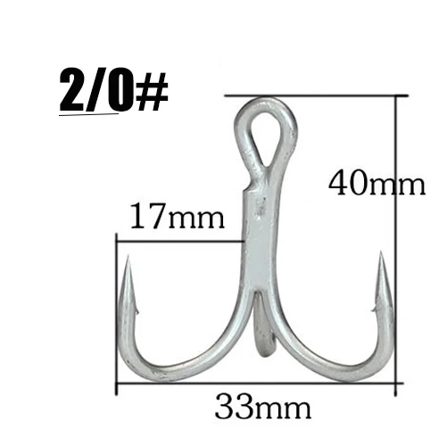10 шт. рыболовный крючок Высокоуглеродистая сталь тройные Крючки супер острые рыболовные Крючки рыболовные снасти 8#-3/0 - Цвет: 2-0