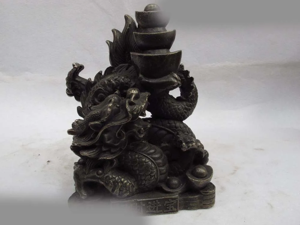 

7 Tibet Folk bronze copper lucky Dragon bring wealth fengshui figurine Statue SD 506