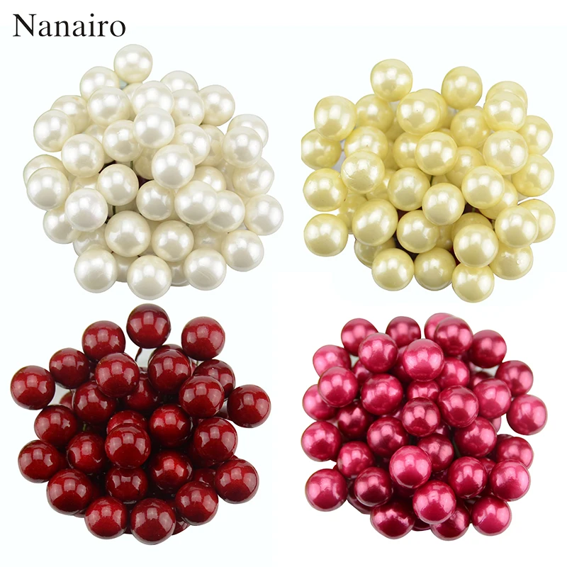 

40pcs Mini Simulation Plastic Fruit Small Berries Artificial Flower Red Cherry Fake Pearl Wedding Christmas Tree Decorative