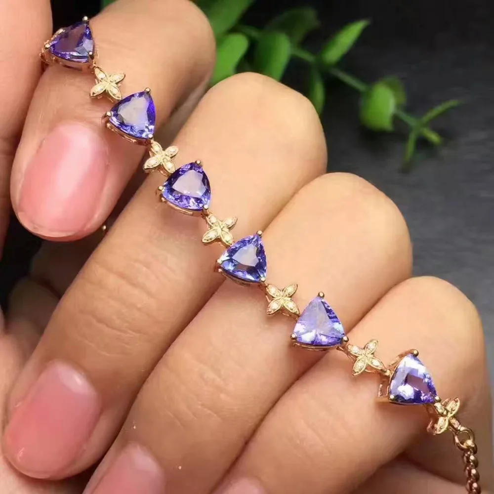 natural blue tanzanite stone Bracelet Natural gemstone bracelet 925
