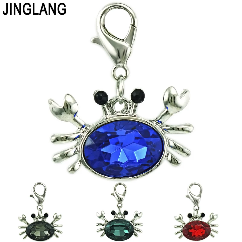 JINGLANG Wholesale Animal Lobster Clasp ChamrsSilver Plastics Crystal