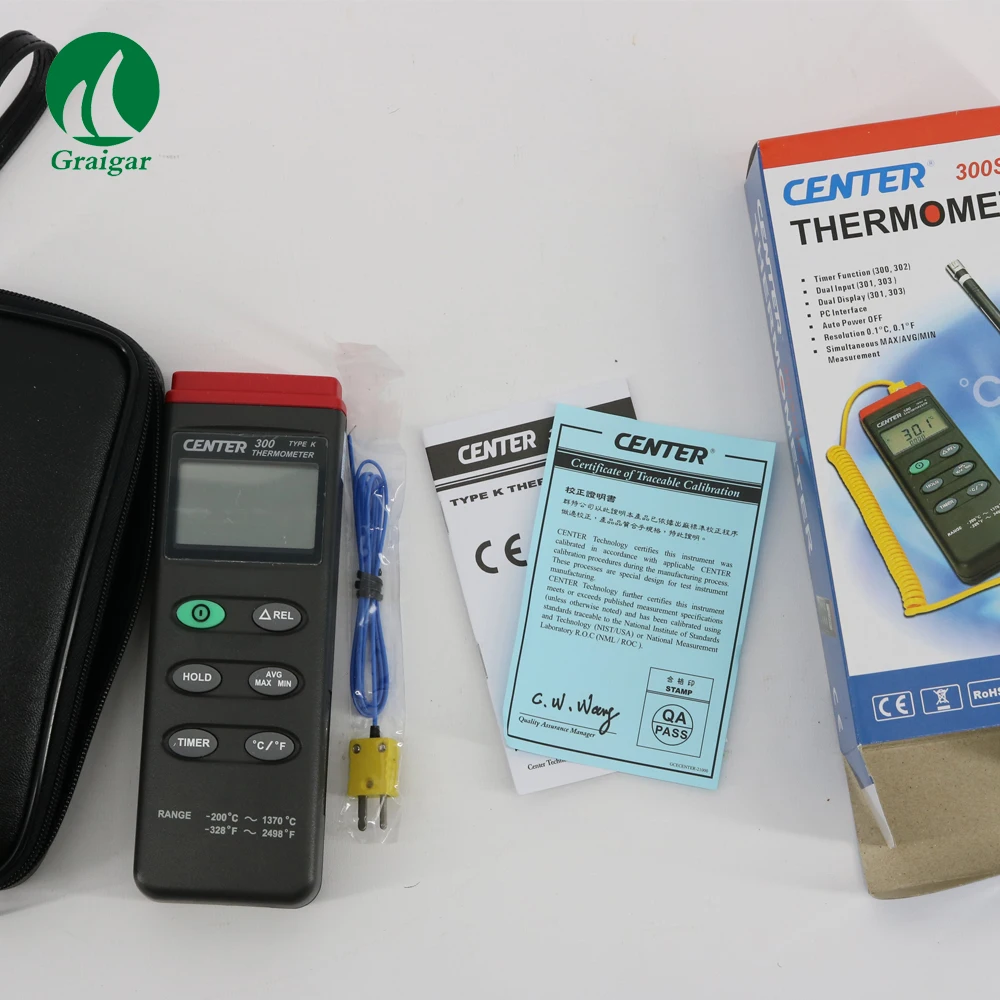 

Digital Thermometer CENTER-300 Temperature Recorder Display 3 1/2 Digit LCD