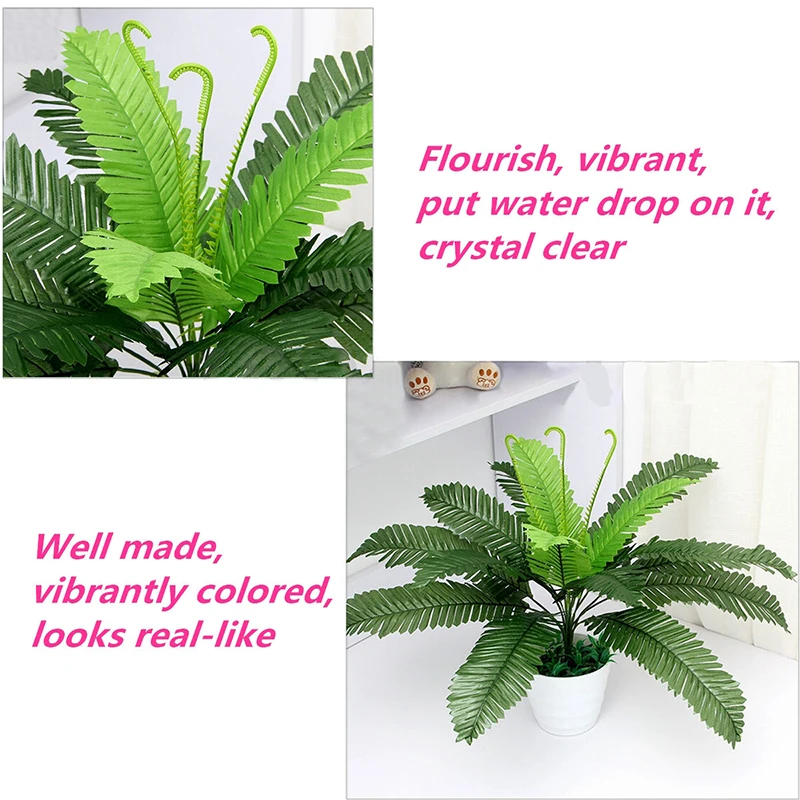 1PC Plastic Artificial FLoral Boston Fern Silk Fake Plant Foliage Office Home Decor