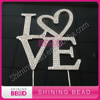 

Free Shipping,Wedding Love Rhinestone Cake Topper,Crystal Big Love Wedding Cake Topper For Gift