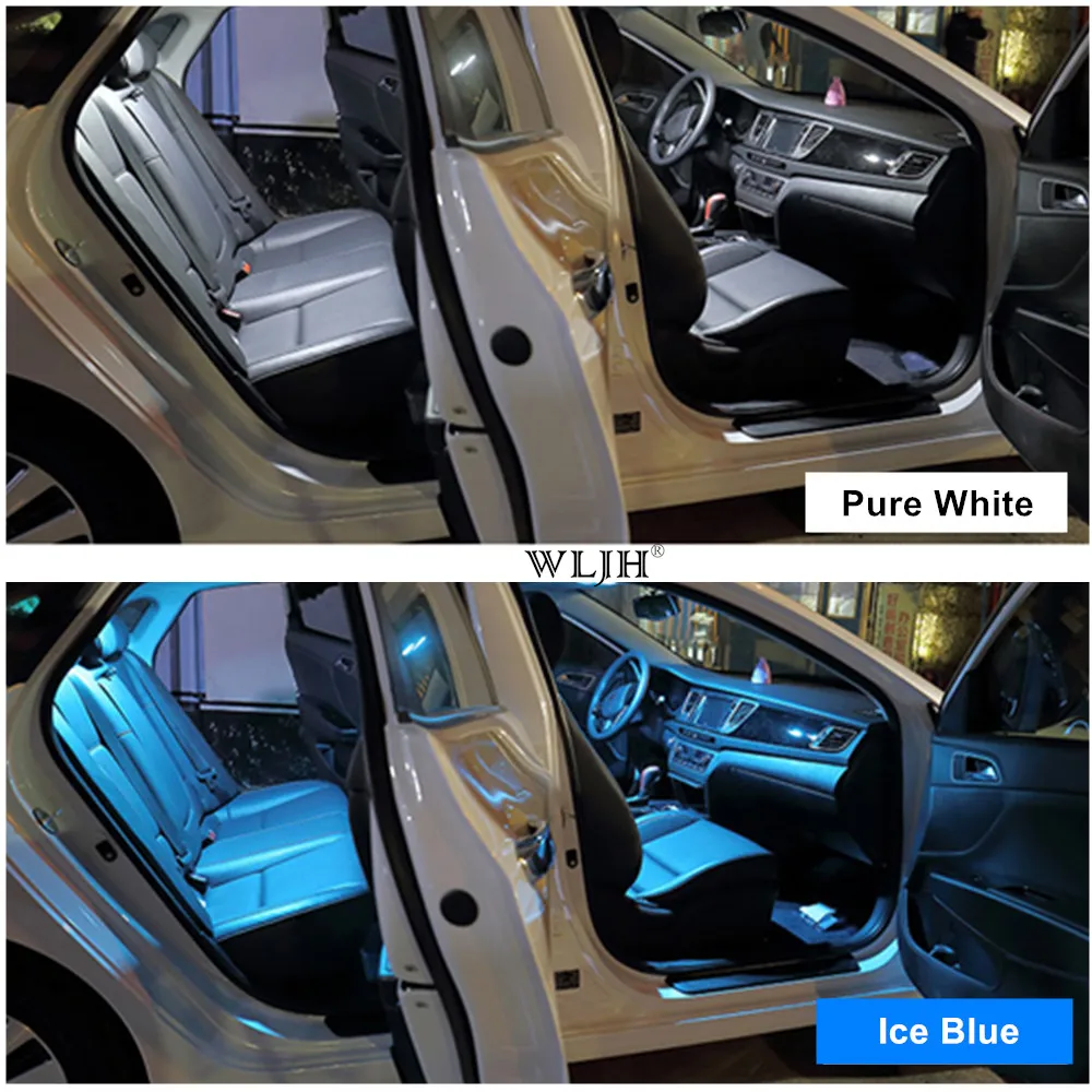 WLJH 8X T10 W5W Светодиодная подсветка для салона автомобиля купольная карта дверь