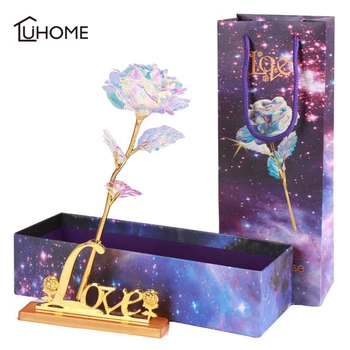 

Hot Drop Shipping 24K Foil Plated Rose Gold Rose Lasts Forever Love Valentine's Day Mother's Day Gifts Wedding Party Decoration