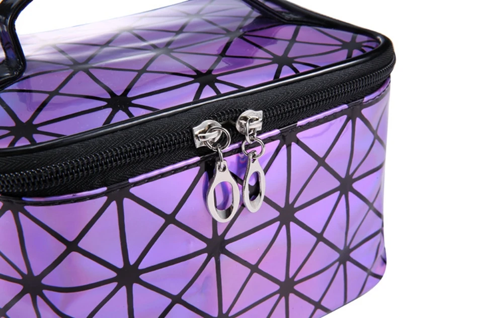 Fashion Laser Travel Make Up Bag Organizer Women Zipper Cosmetic Case Storage Box Portable Makeup Pouch Toiletry Beauty Wash Kit