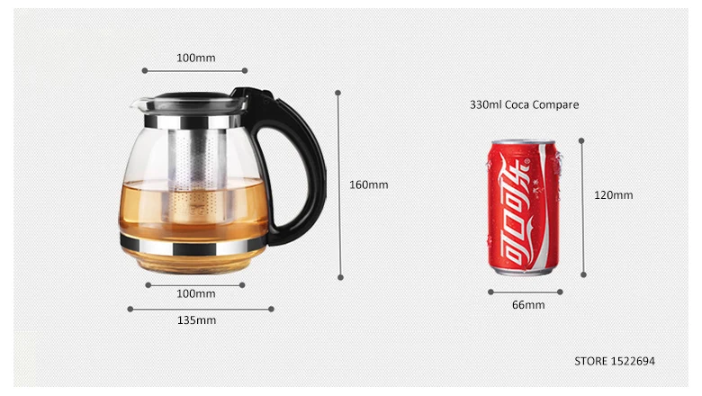Стеклянный 1,5л чайник качественный Чайный фильтр со съемным заварником профессиональный дизайн чайник с чайным фильтром внутри