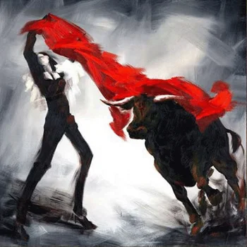 

Hand Made Oil Painting On Canvas Fighting Bull Abstract Modern Canvas Wall Art Living Room Decor Picture