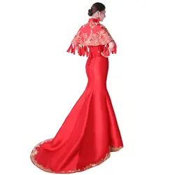 Vestido Oriental красный китайский традиционный вечернее платье для женщин современные свадебные Qipao Cheongsam Длинные пикантные платья для вечерин