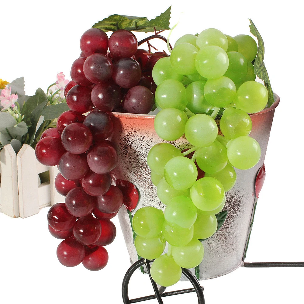 2018 Hot Lifelike Artificial Plastic Grapes Fake Fruit Bunch Food Home