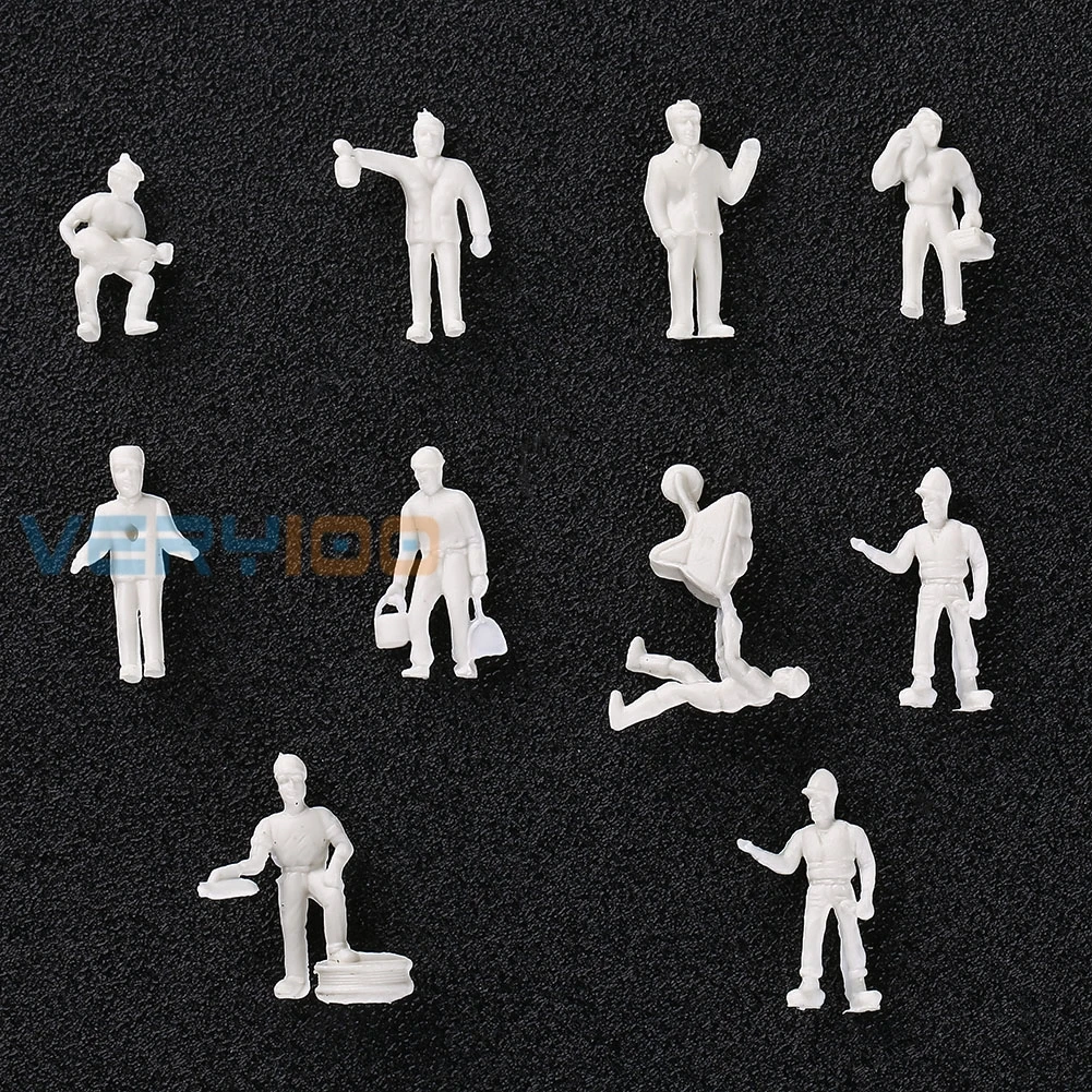 

20PCS 1:87 Model Train layout unpainted White figures Railway Workers HO scale