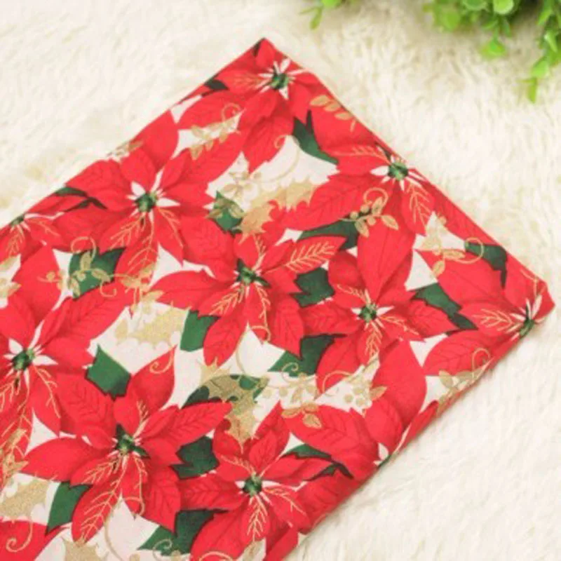 Бренд Дизайн Рождество золото Красный кленовые листья печатных хлопчатобумажная ткань для шитья постельные принадлежности ткань украшения