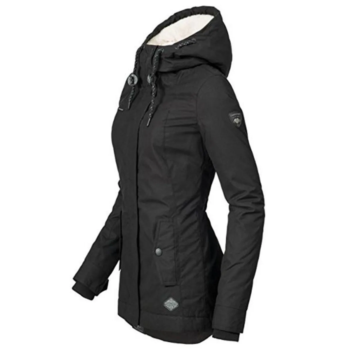 Черные хлопковые пальто женские повседневные куртки с капюшоном модные простые уличные тонкие зимние теплые плотные базовые Топы женские