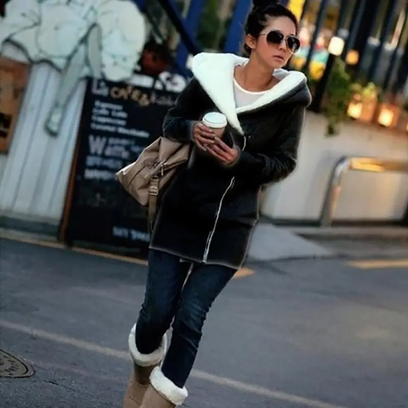 

2018 Fashion Women Cotton Coat Winter Keep Warm Zipper Hoodied Jacket Long Sleeve Outdoor Ladies Parkas Cotton Coat #1016