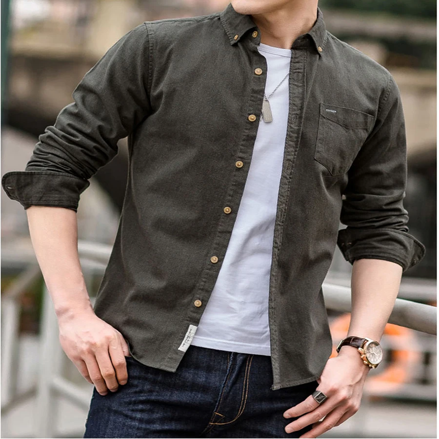 Бизнес корейский повседневное хлопковая рубашка для мужчин Slim Fit черная Мода Высокое качество s стандартные для рубашек Soild Цвет Fit летняя