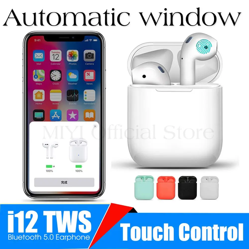 

i12 TWS Air Pop-up Touch Bluetooth 5.0 Wireless Earphones PK w1 chip i30 tws LK TE9 1:1 pods Headset PK air dots i10 i20 tws