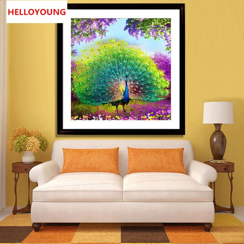 

DIY Diamond Embroidery animal Peacock Round Diamond Painting Cross Stitch Kit Mosaic Painting Home Decoration