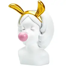 Милая художественная ваза с пузырьками для девочек, фигурки кошек, кроликов, фигурка для девочек, сочная ваза для цветов, изделия из смолы, украшение для дома R1764